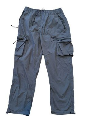 Tech Cargo Wide Leg Parachute Pants sz L Gray Unisex Gorpcore Utility Streetwear